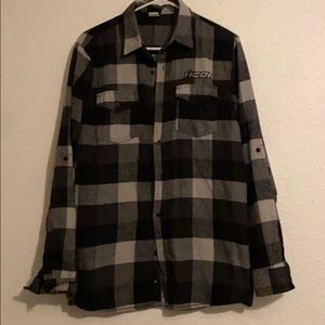 COPY - Black and grey icon motosports flannel but…